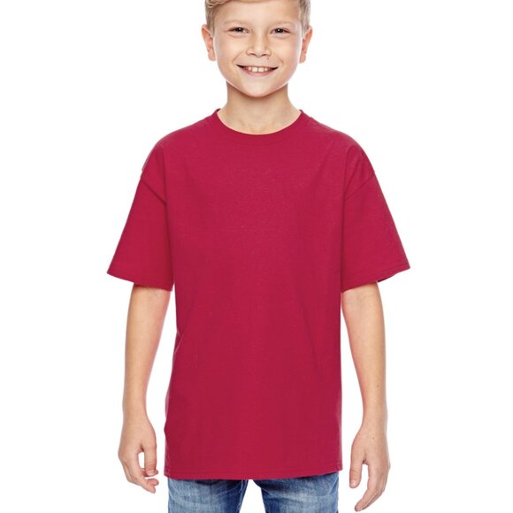 Hanes Perfect-T Youth T-Shirt Deep Red NWOT Various Sizes - Picture 2 of 2